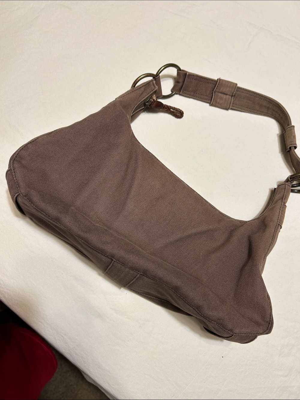 Eddie Bauer Brown Canvas Shoulder Bag with Ring Detail
